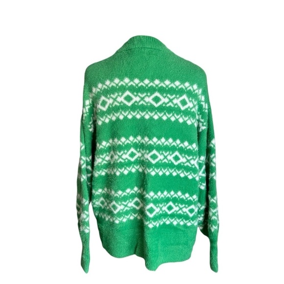 Aerie Flurry Oversized Crew Neck Green White Sweater Size SP - Picture 5 of 17